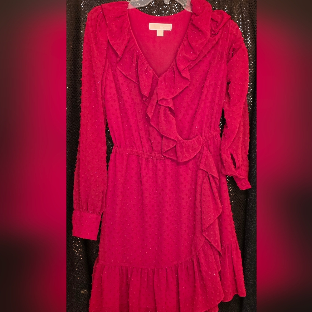 Michael Kors Vibrant Red Long Sleeve Dress